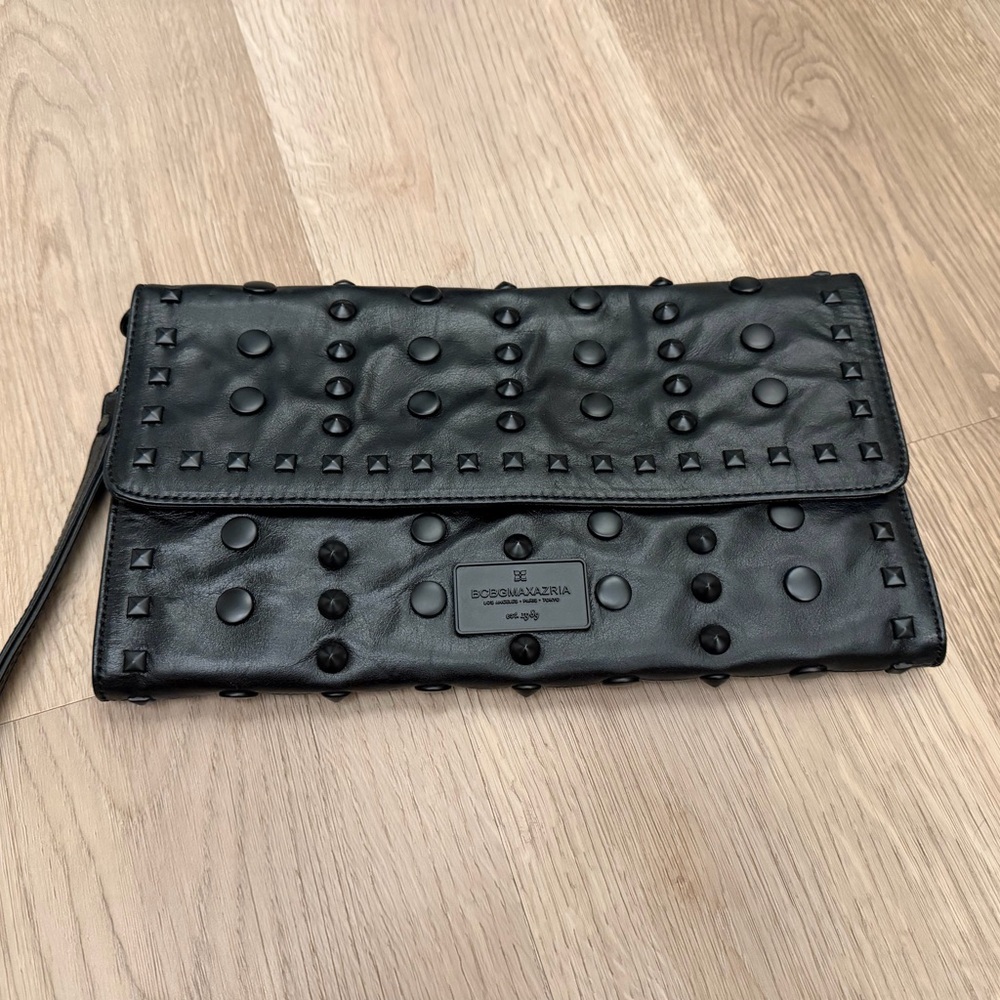 BCBGMaxAzria Black Studded Clutch
